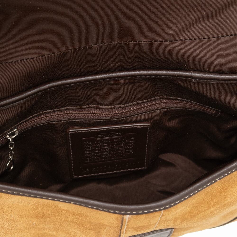 COACH VTG Soho Small Buckle Shoulder Bag Tan Suede Brown Leather Y2K F10917 - Picture 13 of 15